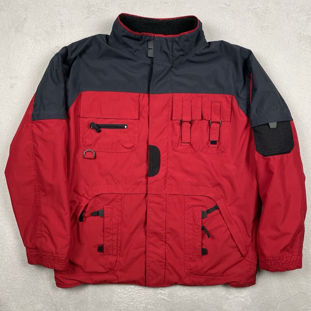Vintage No Boundaries Ski Jacket Mens Medium Red 14 Pockets Mountain Gorpcore